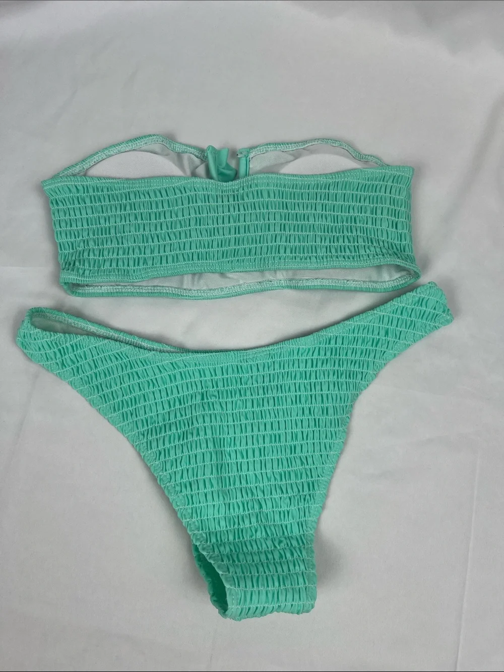 SHEIN‎ Mint Green Smocked Bandeau Bikini Set Size Medium